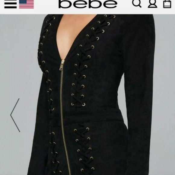 SEXY BEBE FAUX SUEDE LACE UP MIDI DRESS BLACK - Picture 3 of 4